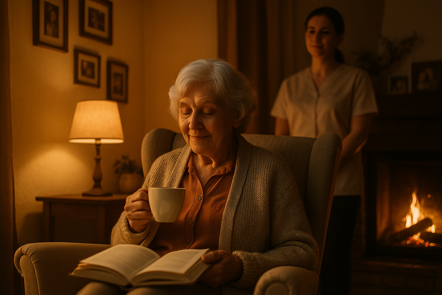 Senior woman relaxed and happy at home