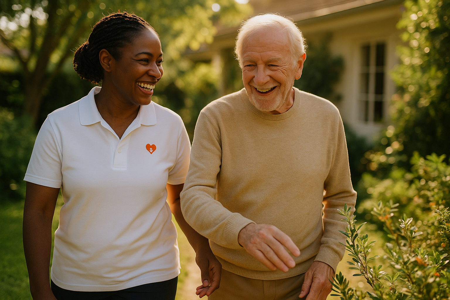 Senior staying active and happy in the garden